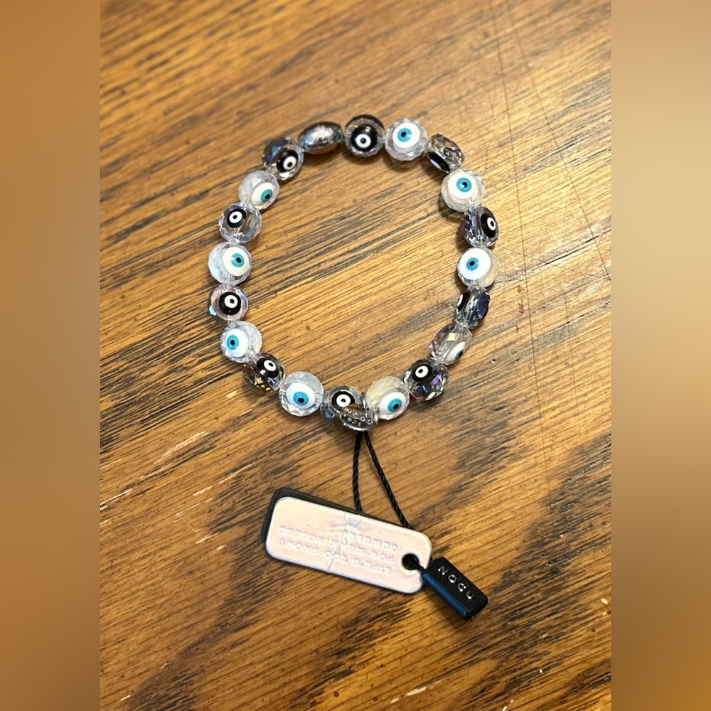 ๐ค๐ค NOGU Monochromatic. 925 Sterling Silver Crystal Evil Eye Bracelet ๐ค๐ค - Picture 3 of 3